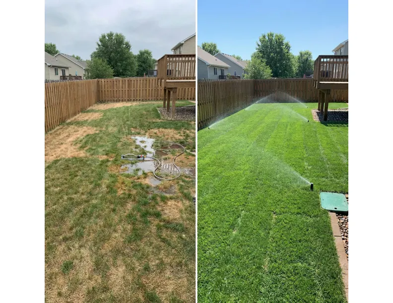 Backyard lawn irrigation system installation