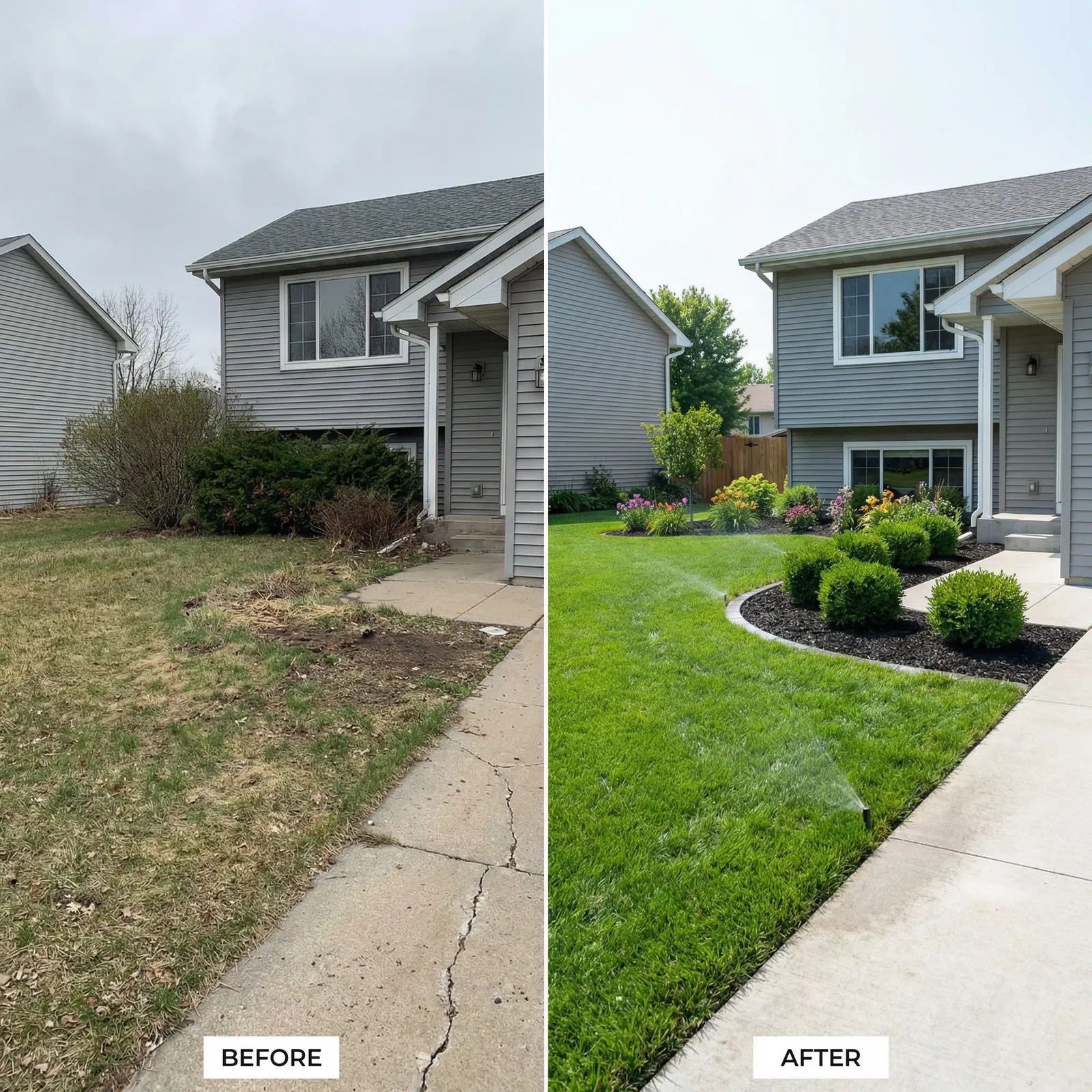 Front yard landscaping transformation